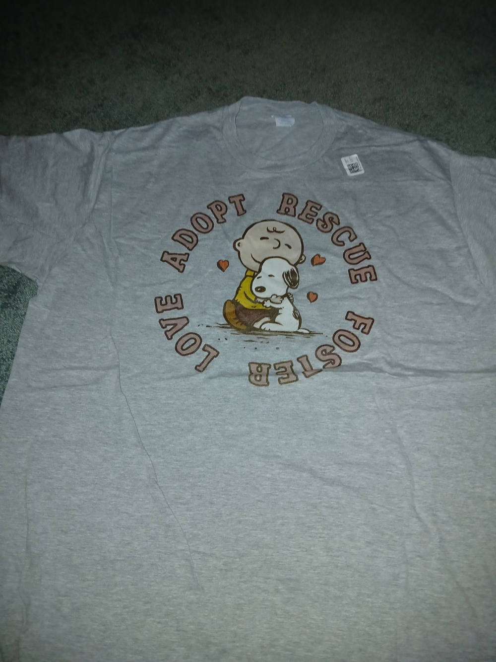 Port and Company Gray Snoopy 'Adopt Rescue Foster Love' Graphic Tee